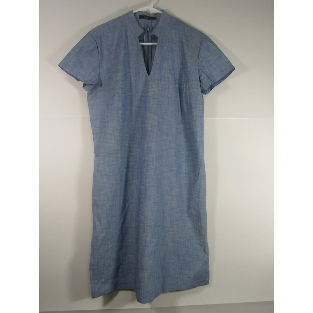 Yaly Couture Womens Dress Large Blue Linen Minimalist Neutral Whimsical